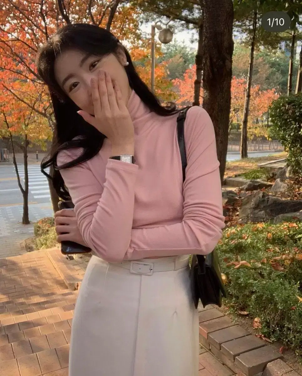 모아빈 크림 롱치마